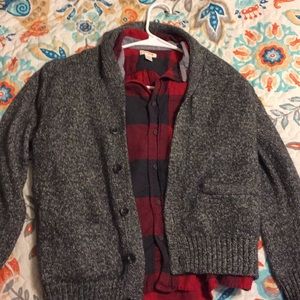 Cat & Jack flannel shirt and matching sweater